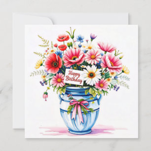 Strauß Wildblumen. Geburtstag Feiertagskarte