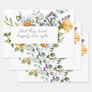 Strauß wilder Blumen Wasserfarben Blumenrahmen  Geschenkpapier Set