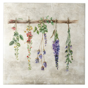 Sträuße aus getrockneten rustikalen Blumen Vintage Fliese