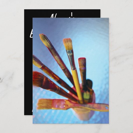 Strauße gebrauchte Pinsel Einladung (Vorne/Hinten)