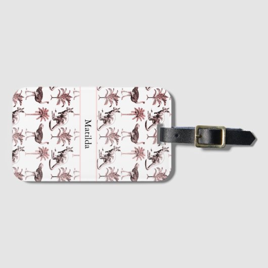 Strauße und Kängurus, kundenspezifisch Gepäckanhänger (Vorderseite (Horizontal))