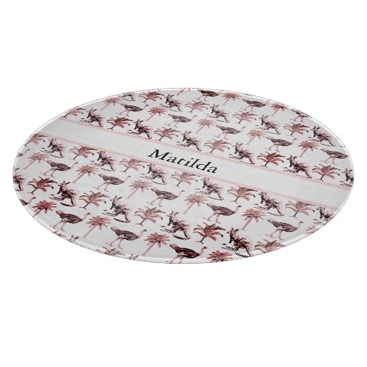 Strauße und Kängurus, kundenspezifisch Schneidebrett (Ecke)