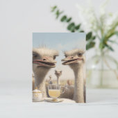 Straußen-Teatime Postkarte (Stehend Vorderseite)