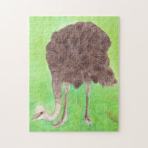 Straußenbird Wasserfarbenmalerei Cheryls Art Puzzl
