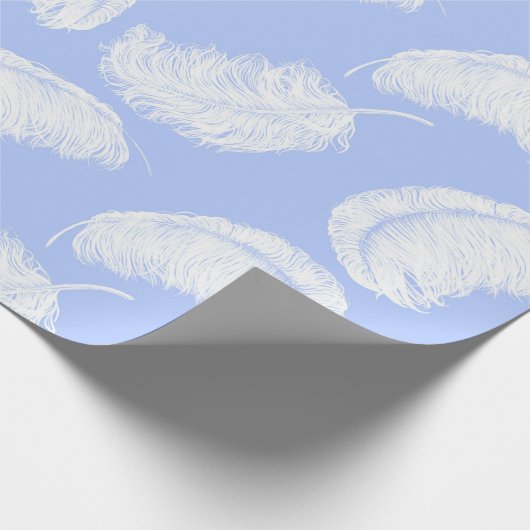 Straußenfedern auf dem blauem Hintergrund  Geschenkpapier (Ecke)