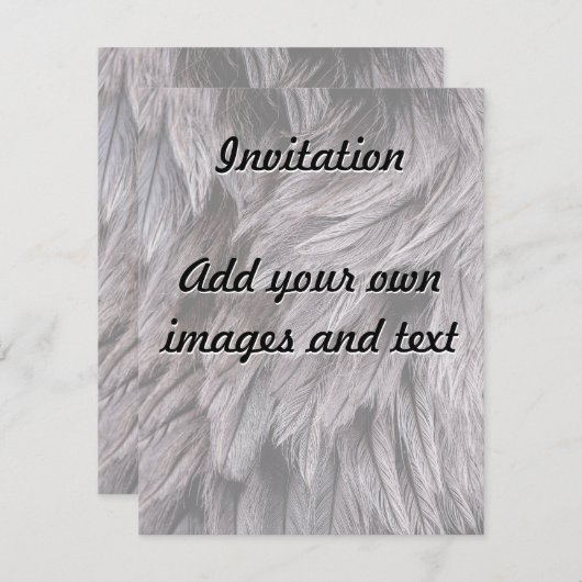 Straußenfedern Einladung (Vorne/Hinten)