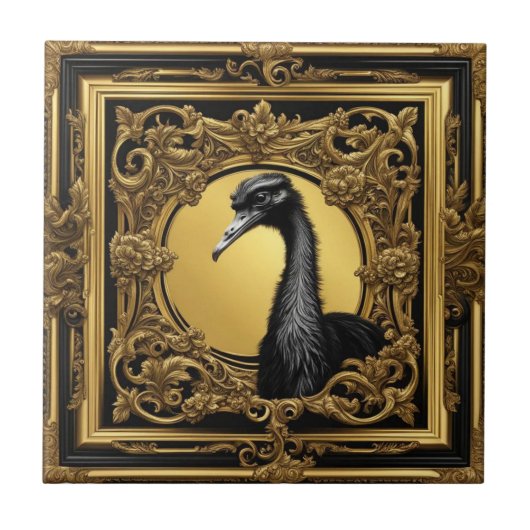 Straußengoldzierrahmen Fliese (Vorderseite)