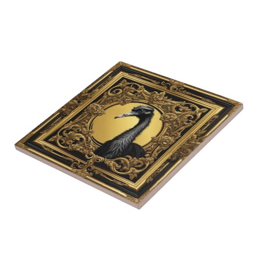 Straußengoldzierrahmen Fliese (Seite)