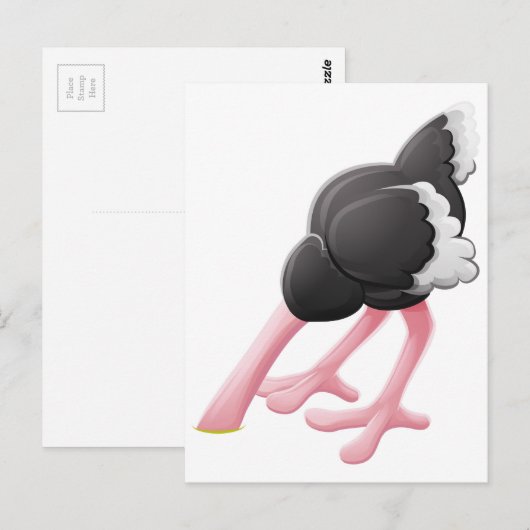 Straußenkopffigur Postkarte (Vorne/Hinten)