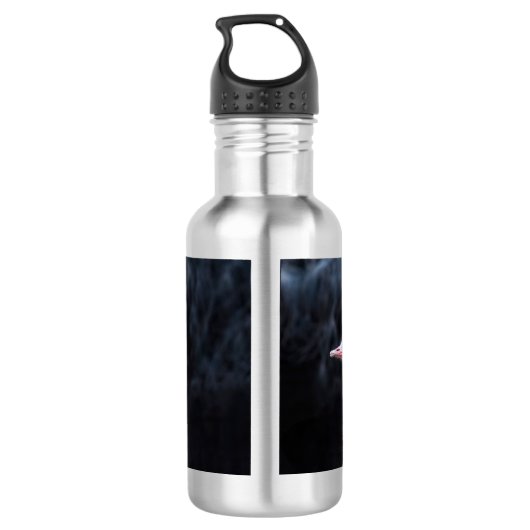 Straußenportrait Edelstahlflasche (Rückseite)