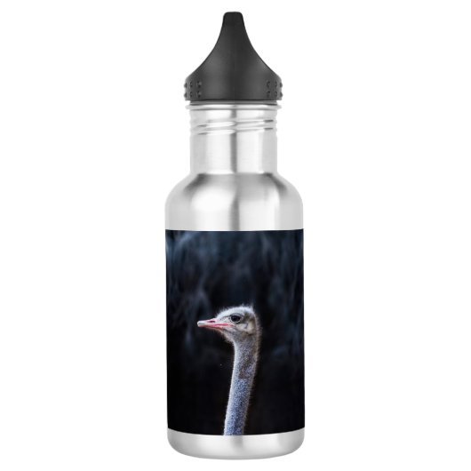 Straußenportrait Edelstahlflasche (Links)