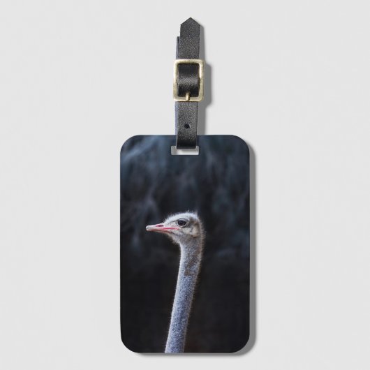 Straußenportrait Gepäckanhänger (Vorderseite Vertikal)