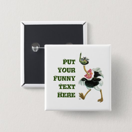 Straußenrennen im Sumpf Button (Vorne & Hinten)