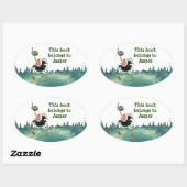 Straußenrennen im Sumpf Ovaler Aufkleber (Blatt)