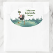 Straußenrennen im Sumpf Ovaler Aufkleber (Tasche)