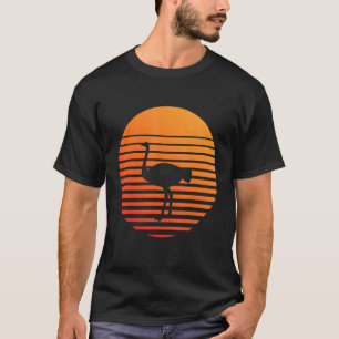 Straußenschattenschatten-Silhouette vor einer Sonn T-Shirt