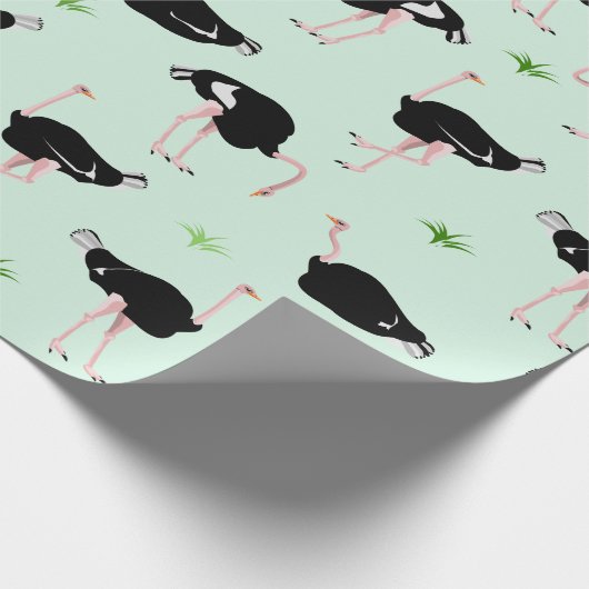 Straußenvogelmuster Geschenkpapier (Ecke)
