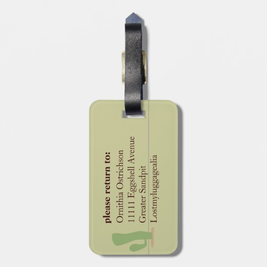 Straußverstecken Gepäckanhänger (Rückseite vertikal)