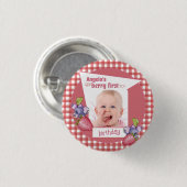 Straw - Berry First Birthday Button (Vorne & Hinten)