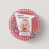 Straw - Berry First Birthday Button (Vorderseite)