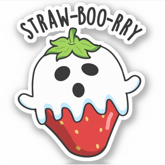 Straw-boo-rry Funny Strawberry Pun Aufkleber (Vorderseite)