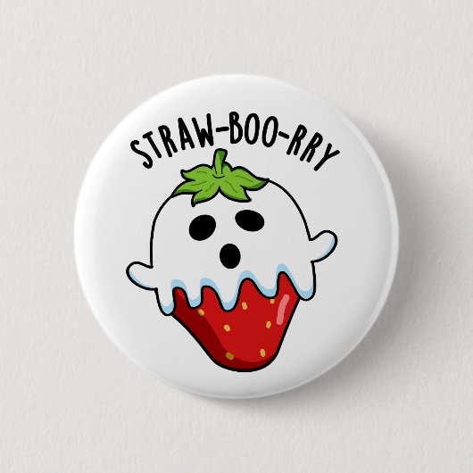 Straw-boo-rry Funny Strawberry Pun Button (Vorderseite)