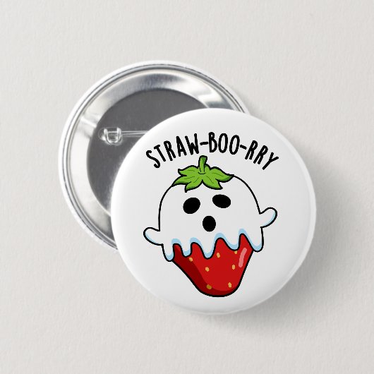 Straw-boo-rry Funny Strawberry Pun Button (Vorne & Hinten)