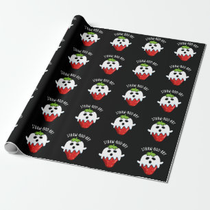 Straw-boo-rry Funny Strawberry Pun Dark BG Geschenkpapier