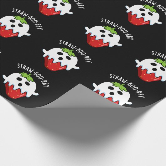 Straw-boo-rry Funny Strawberry Pun Dark BG Geschenkpapier (Ecke)
