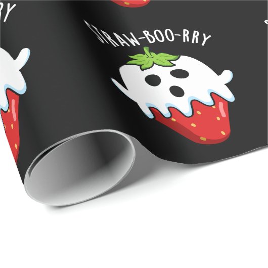 Straw-boo-rry Funny Strawberry Pun Dark BG Geschenkpapier (Rolleneckpunkt)