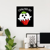 Straw-boo-rry Funny Strawberry Pun Dark BG Poster (Heimbüro)