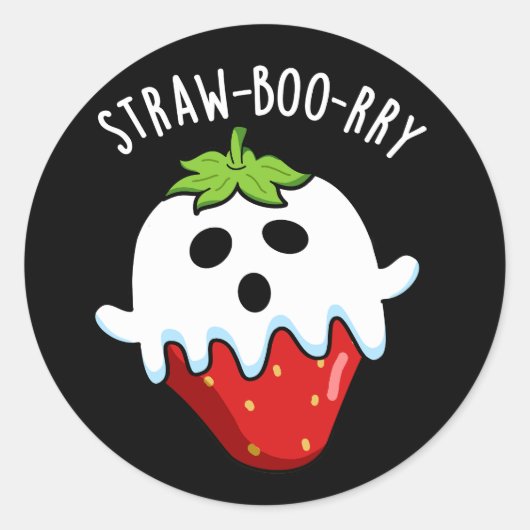 Straw-boo-rry Funny Strawberry Pun Dark BG Runder Aufkleber (Vorderseite)