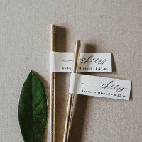 Straw Tag Drink Flag Moderne romantische Hochzeits