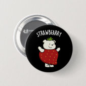 Strawbeary Funny Strawberry Bear Pub Dark BG Button (Vorne & Hinten)