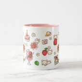 Strawbeary Niedlich Kawaii Bear Kuma Strawberry Ta Zweifarbige Tasse (Mittel)