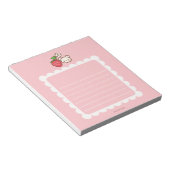 Strawbeary Pink Scallop Border Cute Bear Notepad Notizblock (angewinkelt)