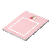 Strawbeary Pink Scallop Border Cute Bear Notepad Notizblock (Rotiert)