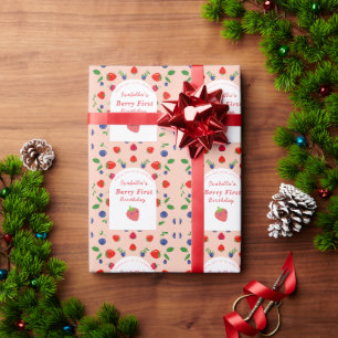 Strawber Berry Erster Geburtstag  Geschenkpapier