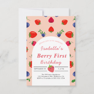 Strawber Berry Erster Geburtstag RSVP Karte
