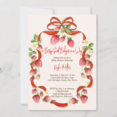 Strawbere Band Bogen Coquette Babydusche Einladung (Vorderseite)