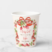 Strawbere Band Bogen Coquette Babydusche Pappbecher (Vorderseite)