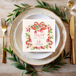 Strawbere Band Bogen Coquette Babydusche Serviette