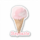 Strawbere Wasserfarbe Eiscreme Personalisiert Aufkleber (Vorderseite)