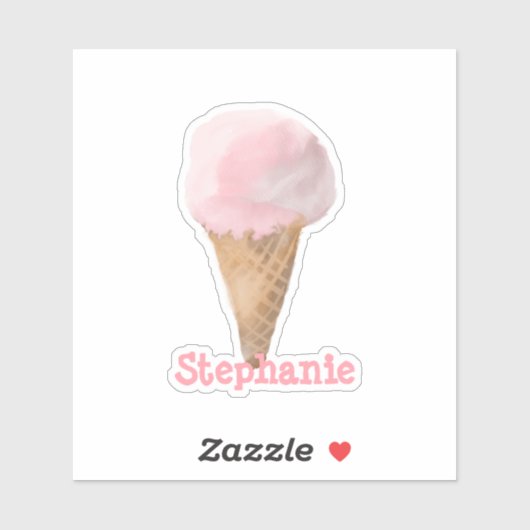 Strawbere Wasserfarbe Eiscreme Personalisiert Aufkleber (Blatt)