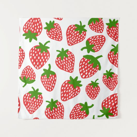 Strawberrie nahtloses Muster. Vintage Darstellung Wandteppich (Vorderseite)