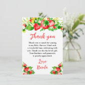 Strawberries and Daisies Baby Shower Dankeskarte (Stehend Vorderseite)