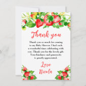 Strawberries and Daisies Baby Shower Dankeskarte (Vorderseite)