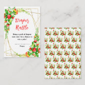 Strawberries and Daisies Baby Shower Diaper Raffle Begleitkarte (Vorne/Hinten)