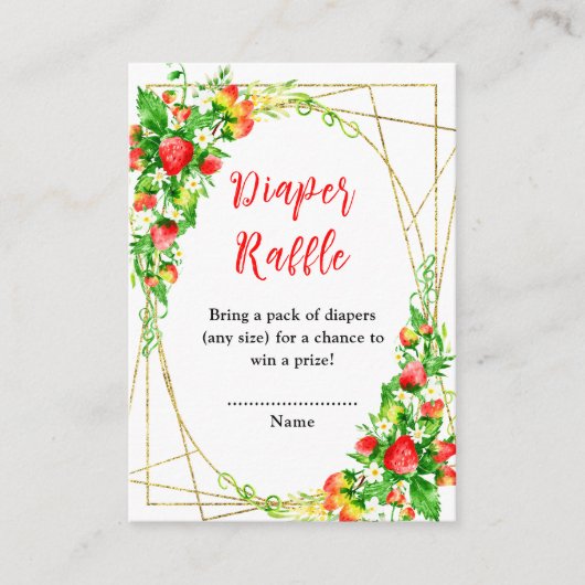 Strawberries and Daisies Baby Shower Diaper Raffle Begleitkarte (Vorderseite)