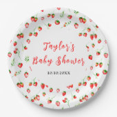 Strawberries and Daisies Baby Shower Pappteller (Vorderseite)